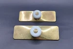 Two Vintage Keeler Brass Co Pulls With Porcelain Knobs Kbc 10247 3.5" Centers. Fixed Price $18.66.