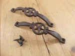2 Cast Iron Rustic Drawer Pulls Handle Texas Star Fancy Western Cowboy Cabinet. Fixed Price $16.99.