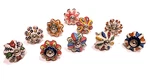Ceramic Hand-painted Knobs Set Of 10 New Vibrant Scalloped Karmakara. Fixed Price $22.99.