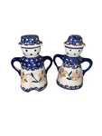 Handmade Polish Pottery Manufaktura Boleslawcu Yellow Flower Salt Pepper Shakers. Fixed Price $42.00.