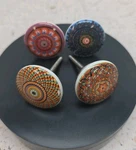 Set Of 4 Colorful Boho Style Ceramic Cupboard Cabinet Door Knobs Drawer Pulls. Fixed Price $12.99.
