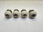Set Of 4 Vtg White Ceramic Crackle & Chrome Glaze Cabinet Knobs W/hardware. Fixed Price $19.99.
