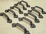 10 Rustic Cabinet Handle Cast Iron Drawer Pull Door Antique Style 5 1/2". Fixed Price $29.99.