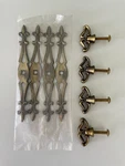 Vtg Antique Gold Finish Cabinet Pulls With Backplates + Mounting Screws-lot Of 4. Fixed Price $20.00.