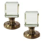 Clear Crystal Smooth Solid Square Glass Mortice Door Knob Set Antique Brass Base. Fixed Price $179.07.