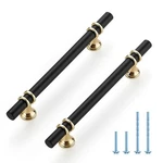 Ravinte 5-PACK Matte Black & Gold Cabinet Pulls Handles Kitchen 7.38" (cc 5"). Fixed Price $45.39.