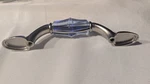 Cabinet Drawer Knobs Pulls Light Blue Satin Nickel 3" Acrylic Handles Lot Of 2. Fixed Price $15.95.