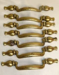 Lot Of 7 Vintage Amerock FO-3899-001 Brass Cabinet Handles Drop Pulls 3" C-c. Fixed Price $11.00.