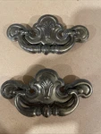 2 Vintage Brass Colonial Chippendale Drawer Pulls Reclaimed Salvaged 3 Centers. Fixed Price $19.00.