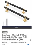 Lepatape 7 Pack Matte Black Gold Cabinet Pulls 9" Modern Handle For Kitchen. Fixed Price $25.00.