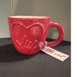 Ceramic & Porcelain Mug Red Embossed Heart Design Romantic Novelty With Handle. Fixed Price $15.00.