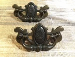 2 Vintage Antique Bronze Finish Cameo Wheat Bouquet Drawer Pull Handles Screws. Fixed Price $22.00.