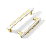 5 Pack Modern White And Gold Cabinet PULLS,3.7 Inch Hole Center Solid Zinc Al.... Fixed Price $32.40.