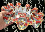 New Prepara 12.2" Round Melamine Taco Carousel Platter Red Blue Plate 10 Slots. Fixed Price $23.75.