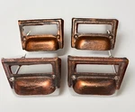 Set 4 Antique Cast Iron Filing Cabinet Pulls Copper Bronze. Fixed Price $18.00.
