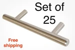 6" Hollow Stainless Steel T-bar Pull Handle Cabinet Satin Nickel- Set Of 25. Fixed Price $16.80.
