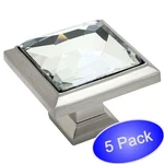 *5 Pack* Cosmas Satin Nickel & Clear Glass Square Cabinet Knobs #5883SN-C. Fixed Price $24.70.
