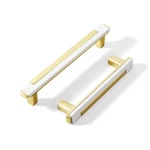 Kcmwsy 5 Pack White Gold Cabinet Pulls Zinc Alloy Kitchen Handles 4.8IN. Fixed Price $55.04.