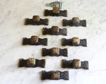 10 National Hammered Textured Brass "nl Co RD1969" Drawer Pull Knobs Back Plates. Fixed Price $88.00.