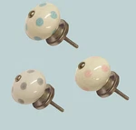 White Ceramic Cabinet Cupboard Door Knob Spots Design Brushed Nickel Base. Fixed Price $98.67.