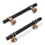 Komotia 10 Pack 3-3/4'' Hole CENTER(96MM), Black And Champagne Knurled. Fixed Price $58.90.