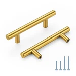 Brushed Brass Cabinet Handles 3 Inch Hole Spacing, Stainless Steel Drawer Pul.... Fixed Price $21.07.
