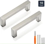 Redunest 10 Pk 4.25" Square Brushed Nickel Cabinet/drawer Pulls, 3-3/4" Centers.. Fixed Price $9.95.