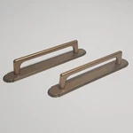 Pack Antique Brass Cabinet Pulls, Backplate, 5 128MM Hole Centers, Zinc. Fixed Price $16.14.