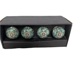 Casa Decor Nib Ceramic Knobs 4 Pack Turquoise Blue Silver New Drawer Pulls Dyi. Fixed Price $19.95.