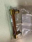 Signature Hardware 489476 Lazzara Brown Leather Bar Pull - Champagne Bronze. Fixed Price $27.74.
