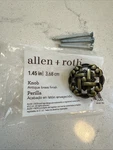 Allen + Roth Knob Antique Brass Finish 1.45" / 3.68 Cm With Bolts. Fixed Price $6.00.