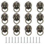 12 Pieces Antique Lion Head Cabinet Knobs, Ring Pulls Handle For Drawer Dresser. Fixed Price $18.73.