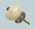 White Ceramic Cabinet Cupboard Door Knob Spots Design Brushed Nickel Base. Fixed Price $98.67.