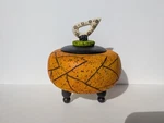 Eclectic Ceramic Trinket Box Signed By Puerto Rican Artist Luis Beauchamp. Fixed Price $40.00.