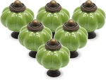 12PCS Grass Green Pumpkin Knobs, Vintage Ceramic Cabinet Handles, Drawer Pulls F. Fixed Price $16.99.