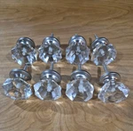 Crystal Glass Drawer Pulls Set Of 8 Clear Faceted Door Cabinet Knobs Hardware. Fixed Price $19.99.