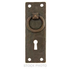 New Arts & Crafts Brass Vertical Ring Pull W/ Keyhole, Hammered Antique Copper. Fixed Price $12.99.