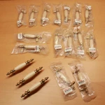 Lot Of 18 Amerock Allison Brass Cream Taupe Ceramic Cabinet Pulls 3" Centers Nos. Fixed Price $68.75.