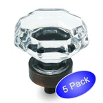 *5 Pack* Cosmas 5268ORB-C Oil Rubbed Bronze & Clear Glass Cabinet Knob. Fixed Price $21.40.