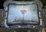 Vintage Continental Ornate Silver Plate Copper Serving Entree Dish Tray W/lid. Fixed Price $49.99.