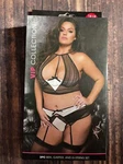 Vip Collection Womens Black Sexy Lace 3PC Bra Garter And G-string Set 14-18. Fixed Price $34.99.