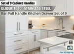 Gliderite 10" Stainless Steel Cabinet Bar Pull Handle Kitchen Drawer Set Of 9. Fixed Price $22.50.