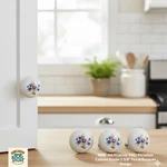 New Set Laurey 1442 Porcelain Cabinet Knobs 3/8" Floral Bouquet Design. Fixed Price $13.00.