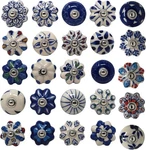 Ceramic Cabinet Knobs Colorful Blue And White Drawer Pulls Hardware 20 Pk. Fixed Price $32.99.