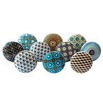 Vintage Multicolor Printed Ceramic Knobs For Cabinet & Drawer Pulls (set Of 10). Fixed Price $15.73.
