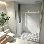 5/16"TEMPERED Glass Frameless Shower Door 60 IN.WX76 In.h Gold. Fixed Price $493.99.