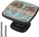 Nautical Anchor Rustic Wood Drawer Pulls - 4 Square Knobs With Screws. Fixed Price $29.99.