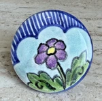 Damariscotta Art Pottery Maine Purple Flower Floral 1.75" Drawer Pull Knob. Fixed Price $95.00.