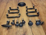 Lot Of 15 Emtek Tuscany Collection Flat Black Handles Pulls From Display. Fixed Price $40.00.