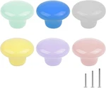 6X Colorful Cute Glossy Ceramic Knobs Round Mushroom Shape Lovely Door Pull. Fixed Price $12.58.